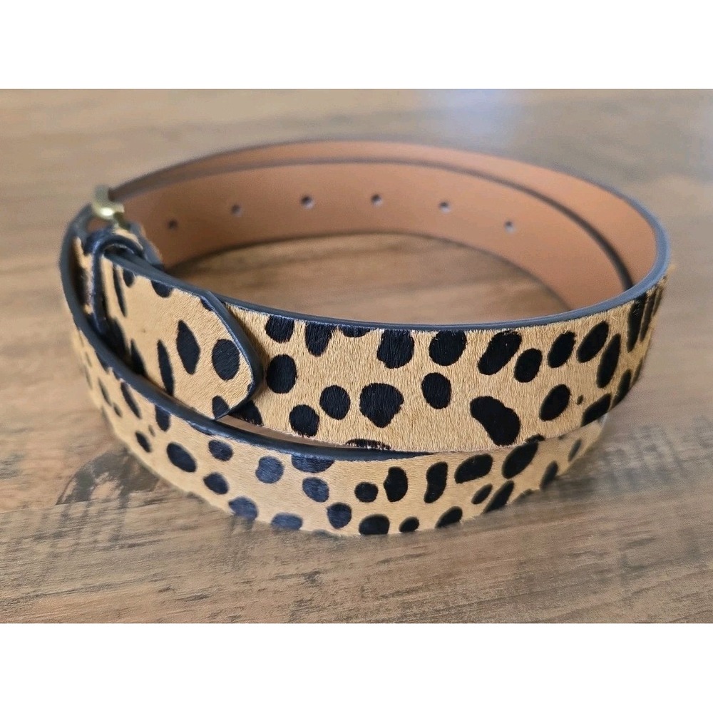 LOKLIK GENUINE LEATHER Women's S Faux Fur Leopard Cheetah 1" Belt Animalprint - Picture 2 of 9
